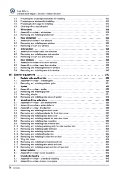 VW Polo 5 6C 2014-2017 general body repairs exterior repair workshop manual pdf