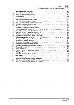 VW Polo 5 6C 2014-2017 general body repairs exterior repair workshop manual pdf