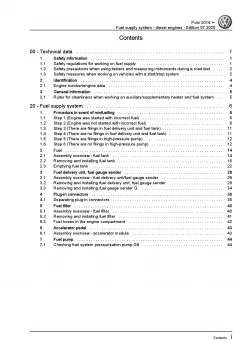 VW Polo 5 6C 14-17 fuel supply system diesel engines repair workshop manual pdf