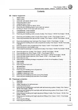 VW Polo 3 Estate 6K 1997-2001 general body repairs interior repair manual pdf
