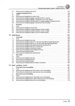 VW Polo 5 6R 2009-2013 general body repairs interior repair workshop manual pdf