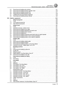 VW Polo 5 6R 2009-2013 general body repairs exterior repair workshop manual pdf