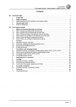 VW Polo 5 type 6R (09-13) fuel supply system diesel engines workshop manual pdf