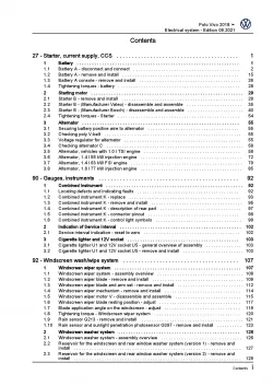 VW Polo Vivo type 6R from 2017 electrical system repair workshop manual pdf