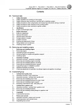 VW Polo 6 AW AE from 2017 3-cyl. 1.0l petrol engines 60-76 hp repair manual pdf