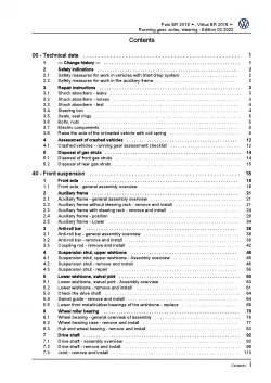 VW Polo 6 BZ from 2017 running gear axles steering repair workshop manual pdf