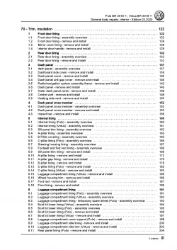 VW Polo 6 BZ from 2017 general body repairs interior repair workshop manual pdf