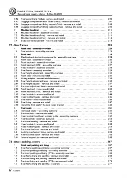 VW Polo 6 BZ from 2017 general body repairs interior repair workshop manual pdf