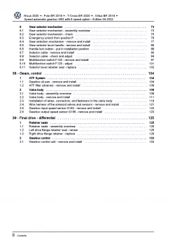 VW Polo 6 BZ from 2017 6 speed automatic gearbox 09G repair workshop manual pdf