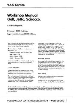VW Scirocco type 53 1974-1981 electrical system repair workshop manual pdf eBook