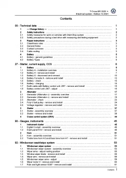 VW T-Cross BR type C1 from 2019 electrical system repair workshop manual pdf