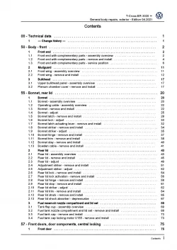 VW T-Cross BR type C1 from 2019 general body repairs exterior repair manual pdf