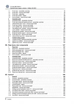 VW T-Cross BR type C1 from 2019 general body repairs exterior repair manual pdf