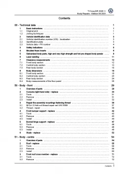 VW T-Cross BR type C1 from 2018 body repairs workshop repair manual pdf ebook