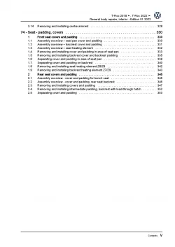 VW T-Roc A1 D1 (17-23) general body repairs interior repair workshop manual pdf