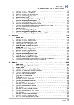 VW Taigo CS from 2021 general body repairs exterior repair workshop manual pdf