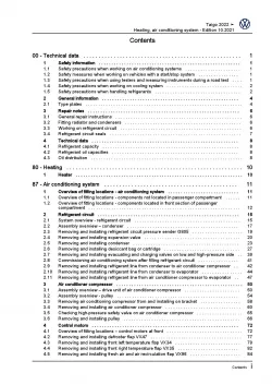 VW Taigo CS from 2021 heating air conditioning system repair workshop manual pdf