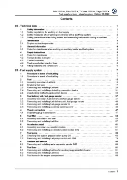 VW Taigo type CS from 2021 fuel supply system diesel engines workshop manual pdf