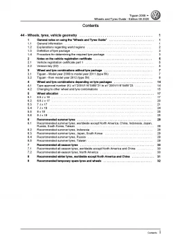 VW Tiguan type 5N 2007-2016 wheels and tyres repair workshop manual pdf ebook