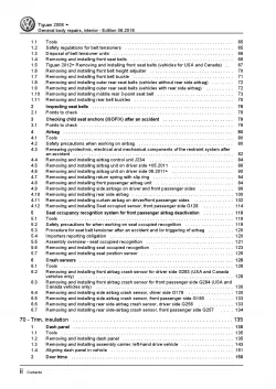 VW Tiguan 5N 2007-2016 general body repairs interior repair workshop manual pdf