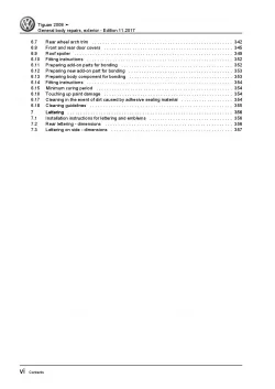 VW Tiguan 5N 2007-2016 general body repairs exterior repair workshop manual pdf