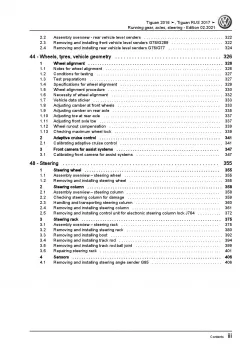 VW Tiguan type AD (16-21) running gear axles steering repair workshop manual pdf