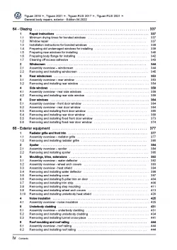 VW Tiguan AD AX (16>) general body repairs exterior repair workshop manual pdf