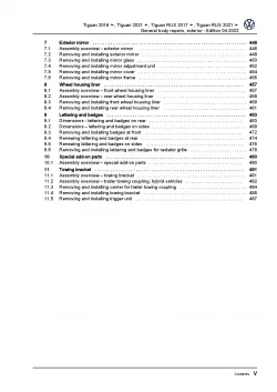 VW Tiguan AD AX (16>) general body repairs exterior repair workshop manual pdf