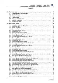 VW Tiguan 3 CT from 2023 fuel supply system petrol engines hybrid workshop eBook