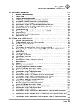 VW Touareg 7L 2002-2010 running gear axles steering repair workshop manual pdf