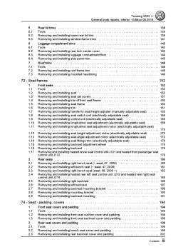 VW Touareg 7L 2002-2010 general body repairs interior repair workshop manual pdf