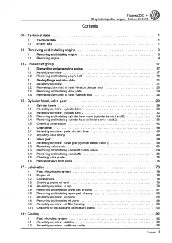 VW Touareg 7L 2002-2010 12-cyl. 6.0l petrol engines 450 hp repair manual pdf