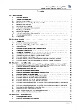 VW Touareg 7P 2010-2018 transfer box and final drive repair workshop manual pdf