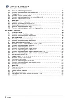 VW Touareg 3 type CR from 2018 brake systems repair workshop manual pdf ebook