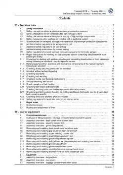 VW Touareg 3 CR from 2018 general body repairs interior repair workshop manual