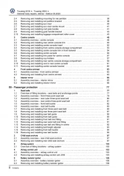 VW Touareg 3 CR from 2018 general body repairs interior repair workshop manual