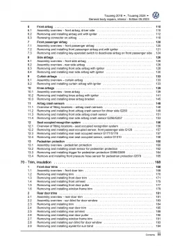 VW Touareg 3 CR from 2018 general body repairs interior repair workshop manual