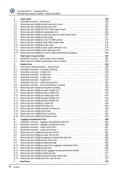 VW Touareg 3 CR from 2018 general body repairs interior repair workshop manual