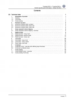 VW Touareg 3 type CR from 2018 paint information repair workshop manual ebook