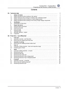 VW Touareg 3 CR from 2018 propshaft and rear final drive repair workshop manual