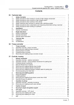 VW Touareg 3 CR from 2018 8 speed automatic gearbox 0D7 repair workshop manual