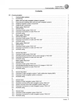 VW Touran 1T 2003-2015 communication radio navigation repair workshop manual pdf