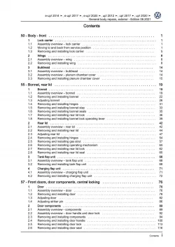 VW Up! 121 2011-2016 general body repairs exterior repair workshop manual pdf