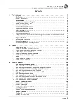 VW Up! 121 2011-2016 5 speed automated gearbox 0CT repair workshop manual pdf