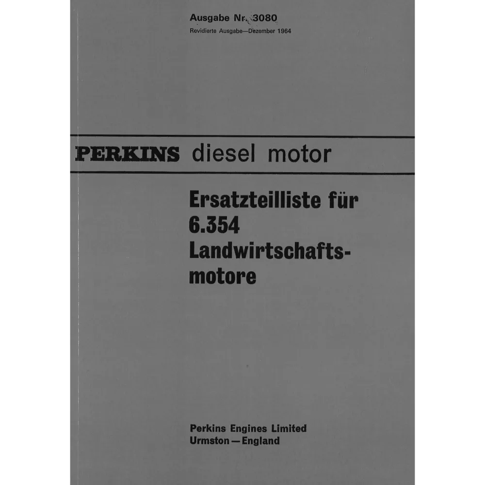 Perkins Diesel 6.354 Landwirtschaftsmotoren Ersatzteilliste Ersatzteilkatalog
