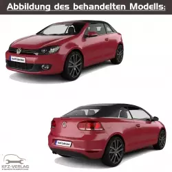 VW Golf 6 Cabriolet - Typ 1K, 517 - Baujahre 2011 bis 2016 - Fahrzeugabschnitt: Karosserie-Montagearbeiten Außen - Reparaturanleitungen zur Reparatur in Eigenregie für Anfänger, Hobbyschrauber und Profis.