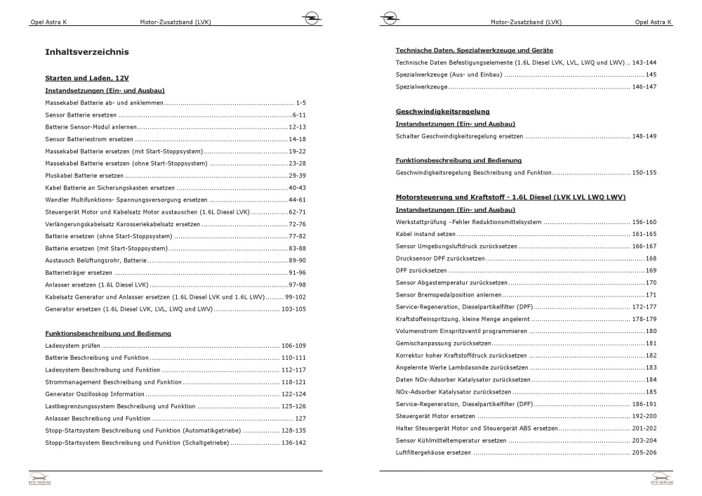 Opel Astra K 2015-2021 1,6l Dieselmotor 150 PS LVK Zusatzband Reparaturanleitung