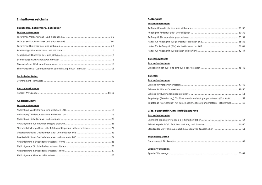 Opel Corsa D Typ S07 Baujahre 2006-2014 Karosserieausstattung Reparaturanleitung