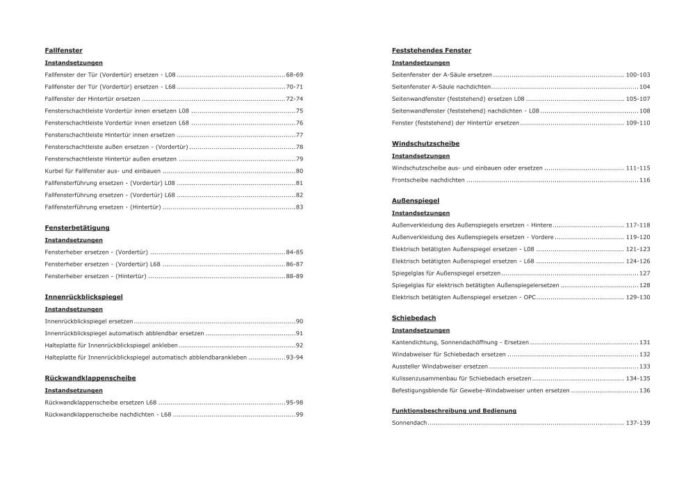 Opel Corsa D Typ S07 Baujahre 2006-2014 Karosserieausstattung Reparaturanleitung