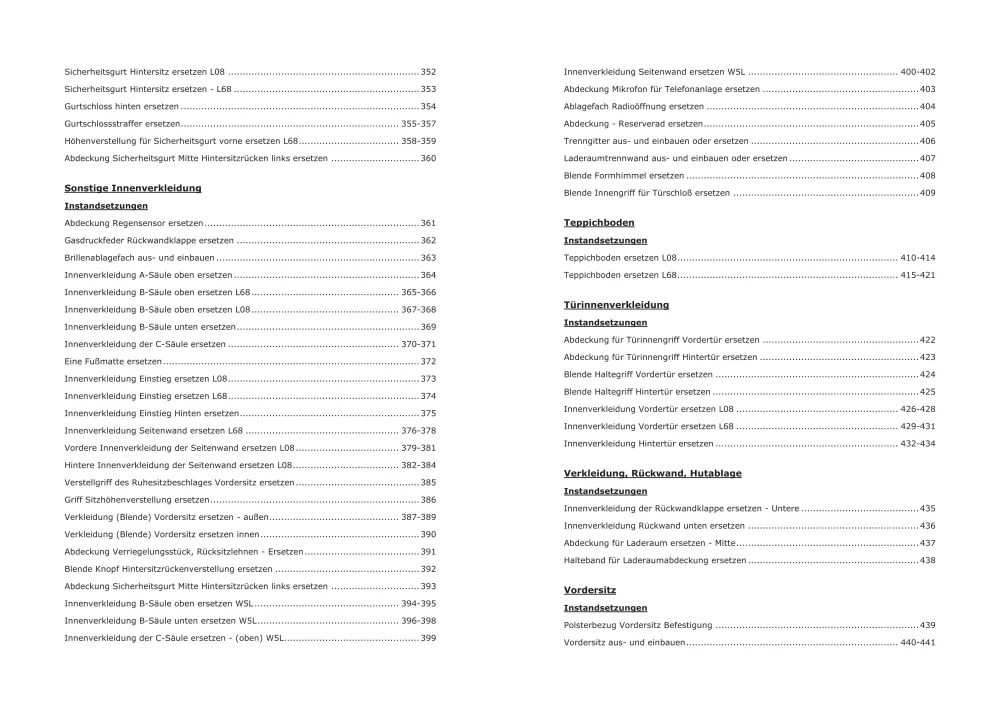 Opel Corsa D Typ S07 Baujahre 2006-2014 Karosserieausstattung Reparaturanleitung